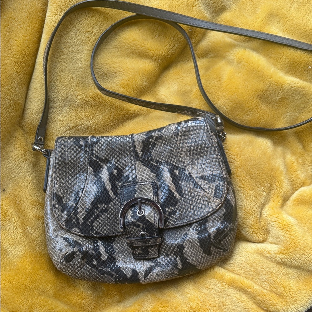 Coach Black and Gray Snake Print Crossbody Bag